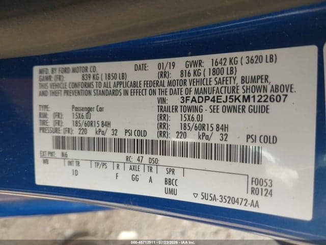 2019 FORD FIESTA SE 9