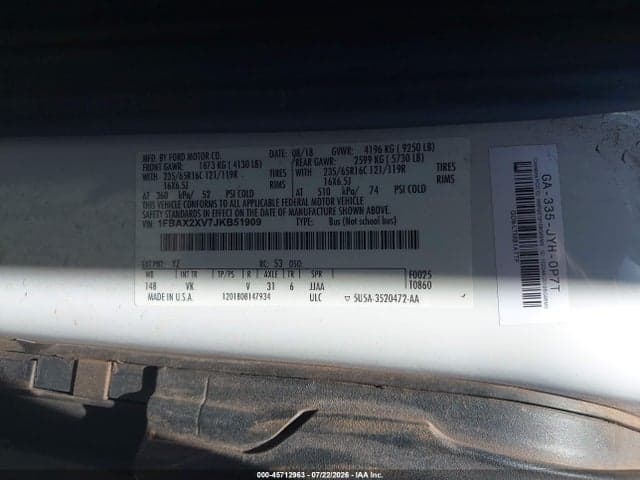 2018 FORD TRANSIT-350 XL 9