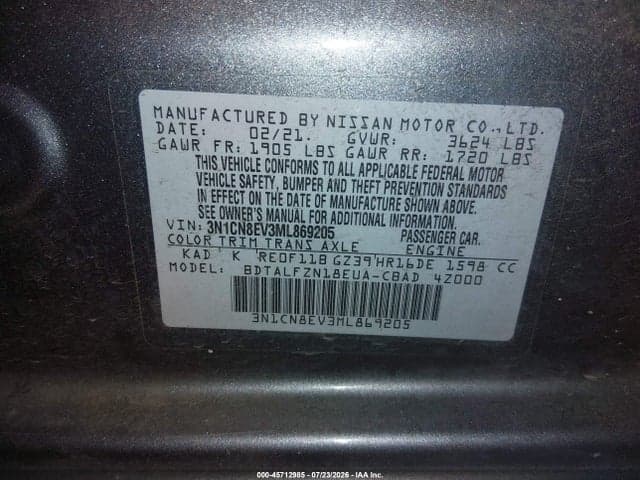 2021 NISSAN VERSA SV XTRONIC CVT 9