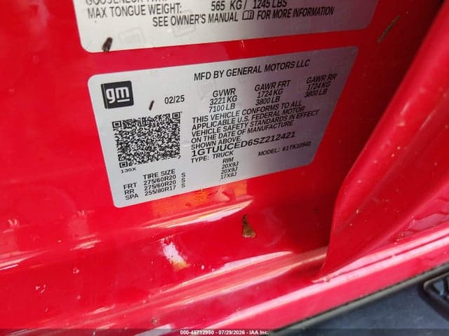 2025 GMC SIERRA 1500 4WD SHORT BOX ELEVATION WITH 3SB 9