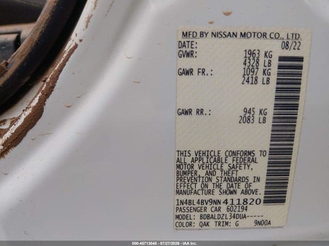 2022 NISSAN ALTIMA S FWD 9