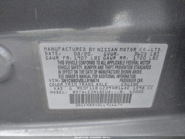 2020 NISSAN VERSA S XTRONIC CVT 9