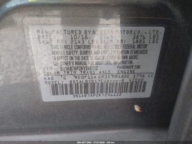 2019 NISSAN SENTRA S 2