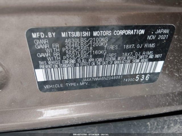2022 MITSUBISHI ECLIPSE CROSS SE S-AWC/SE SPECIAL EDITION S-AWC/SEL S-AWC/SEL SPECIAL EDITION S-AWC 9