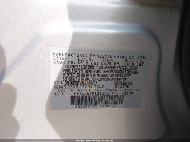 2020 NISSAN KICKS SR XTRONIC CVT 9