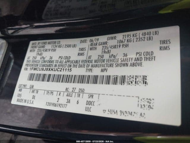 2019 FORD ESCAPE TITANIUM 9