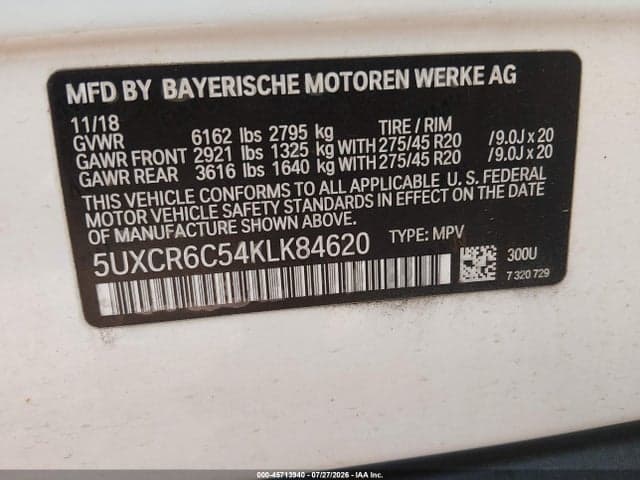 2019 BMW X5 XDRIVE40I 9