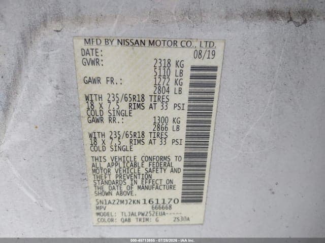2019 NISSAN MURANO S 9