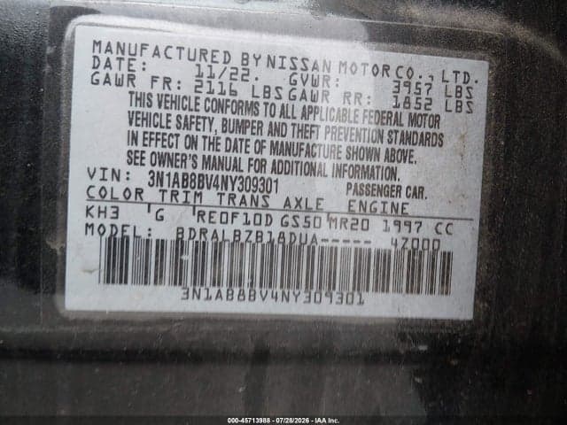 2022 NISSAN SENTRA S XTRONIC CVT 9