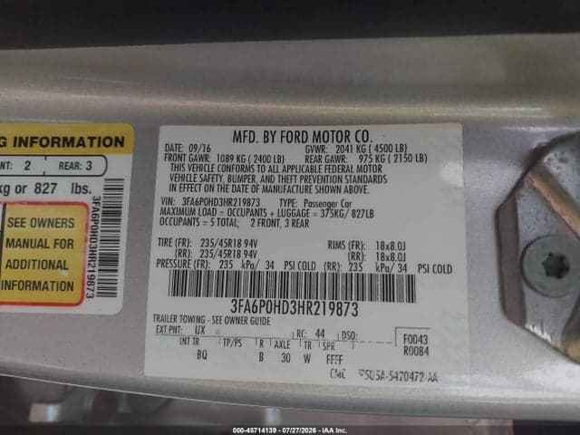 2017 FORD FUSION SE 9