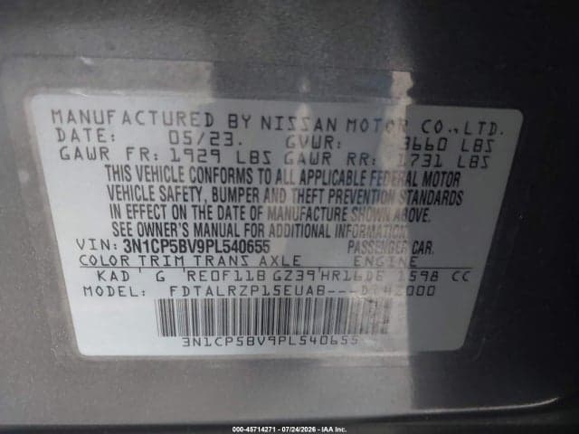 2023 NISSAN KICKS S XTRONIC CVT 9
