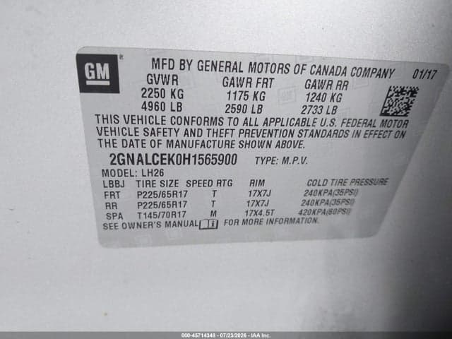 2017 CHEVROLET EQUINOX LT 9