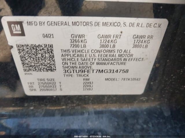 2021 GMC SIERRA 1500 4WD SHORT BOX DENALI 9