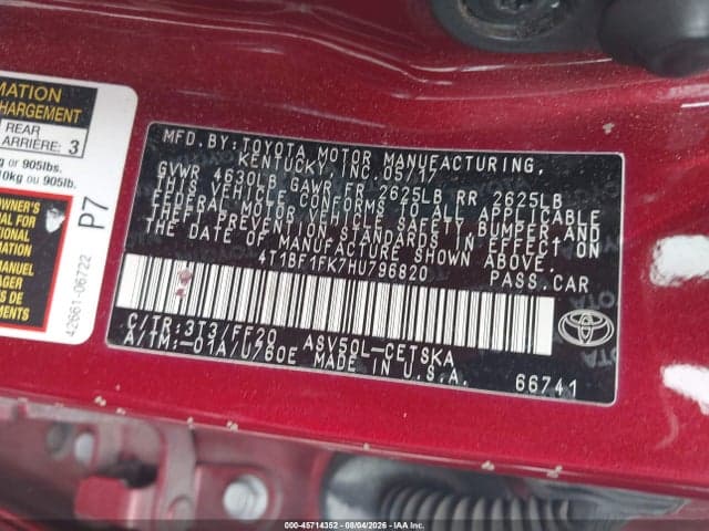 2017 TOYOTA CAMRY SE 9