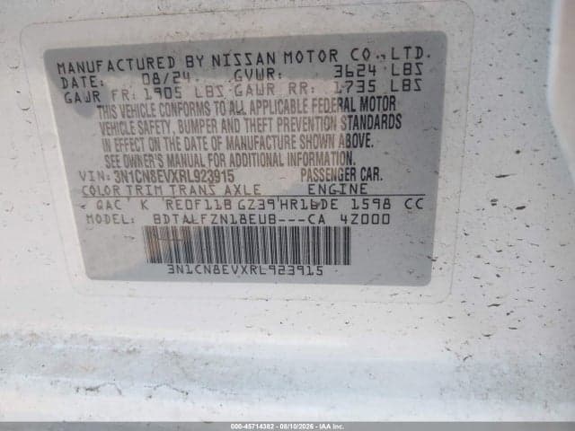 2024 NISSAN VERSA 1.6 SV 8