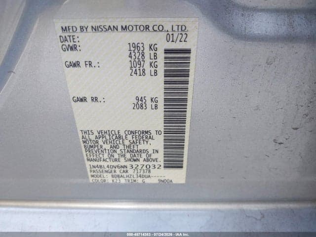 2022 NISSAN ALTIMA SV FWD 9