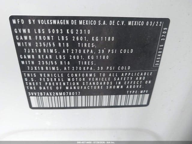 2022 VOLKSWAGEN TIGUAN 2.0T SE 9