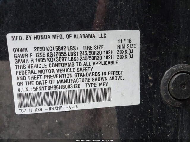 2017 HONDA PILOT TOURING 9