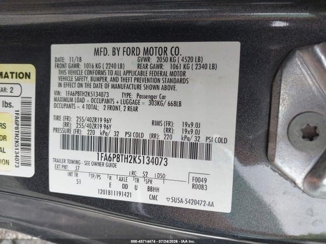 2019 FORD MUSTANG ECOBOOST PREMIUM 9