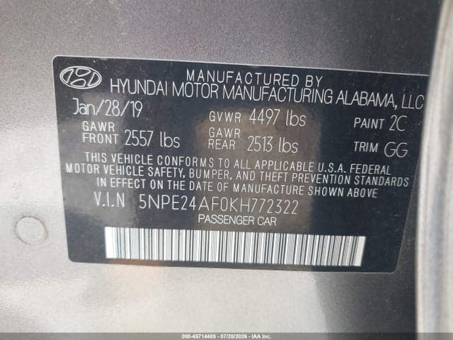2019 HYUNDAI SONATA SE 9