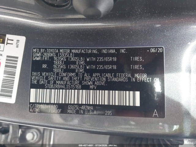 2020 TOYOTA HIGHLANDER LE 9