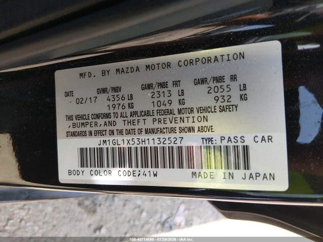 2017 MAZDA MAZDA6 GRAND TOURING 9