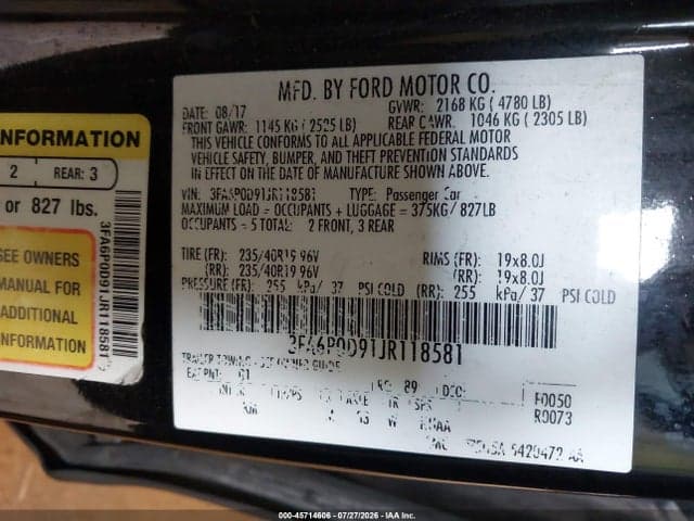 2018 FORD FUSION TITANIUM 9