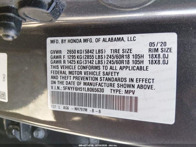2020 HONDA PILOT AWD EX-L 9