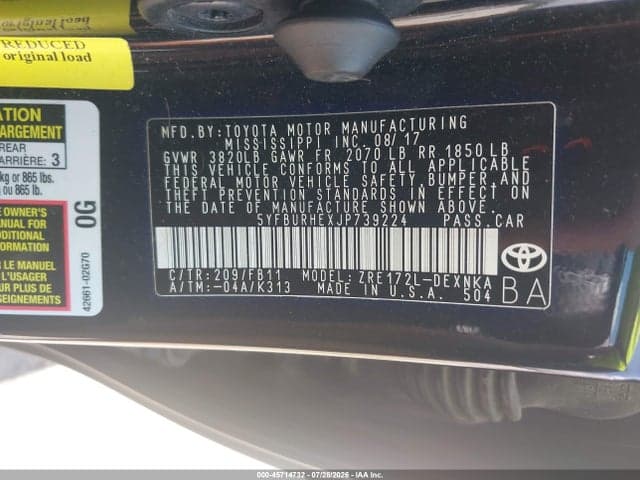 2018 TOYOTA COROLLA LE 9