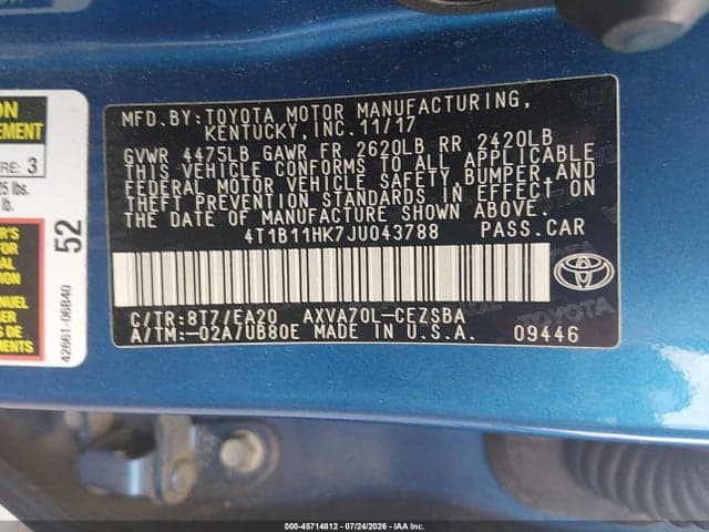 2018 TOYOTA CAMRY SE 9