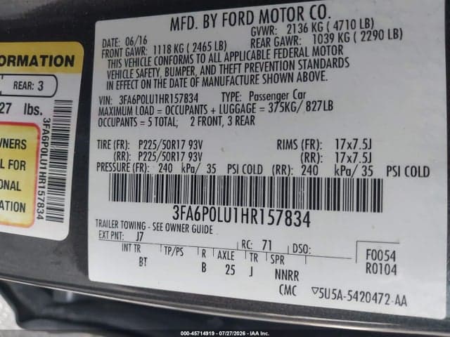 2017 FORD FUSION HYBRID SE 9
