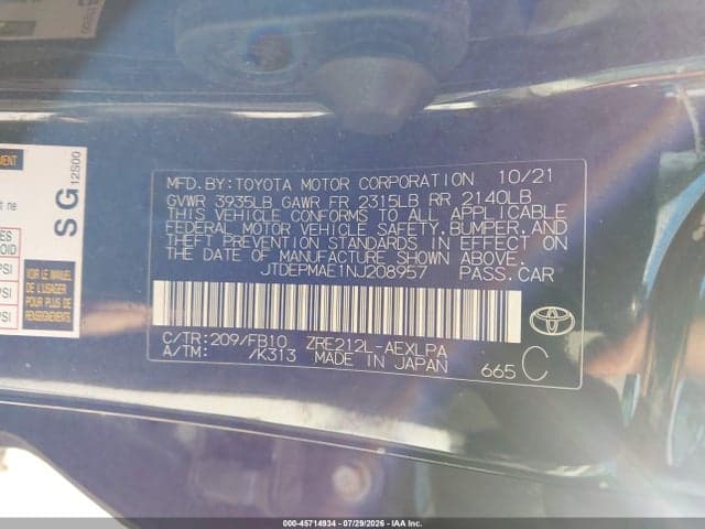 2022 TOYOTA COROLLA LE 9