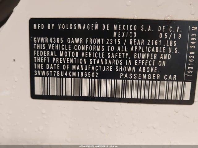 2019 VOLKSWAGEN JETTA GLI 2.0T 35TH ANNIVERSARY EDITION/2.0T AUTOBAHN/2.0T S 9