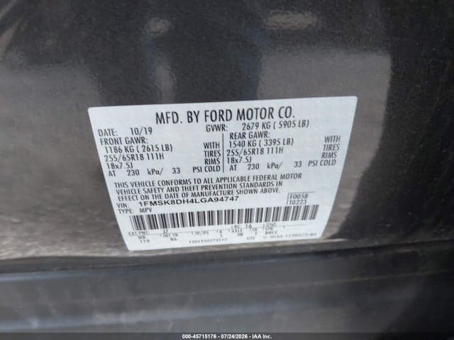 2020 FORD EXPLORER XLT 9