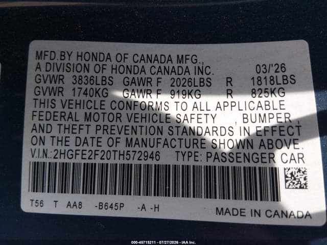 2026 HONDA CIVIC LX 9