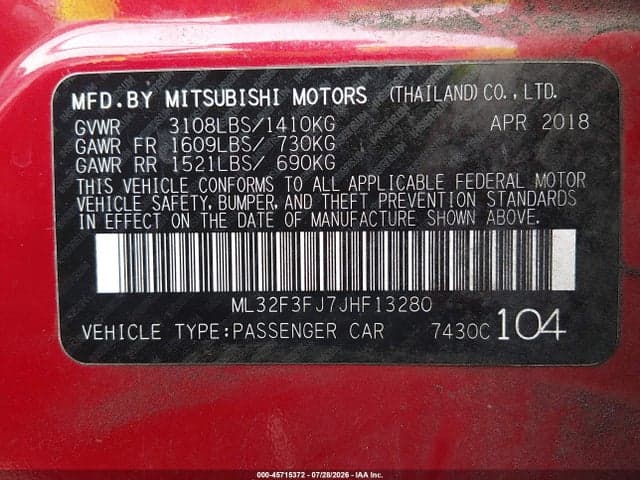 2018 MITSUBISHI MIRAGE G4 ES 9