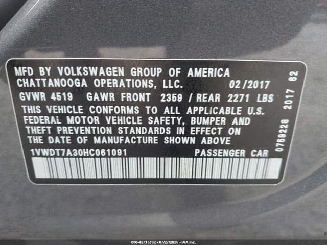 2017 VOLKSWAGEN PASSAT 1.8T R-LINE 9