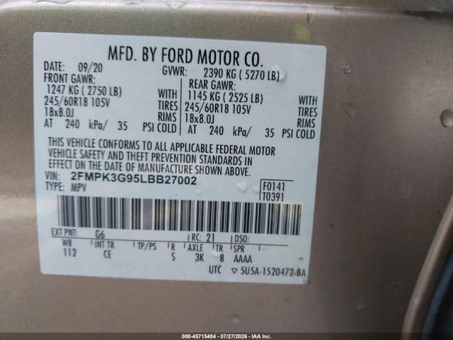 2020 FORD EDGE SE 9