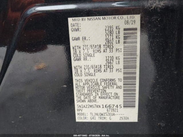 2019 NISSAN MURANO SV 9