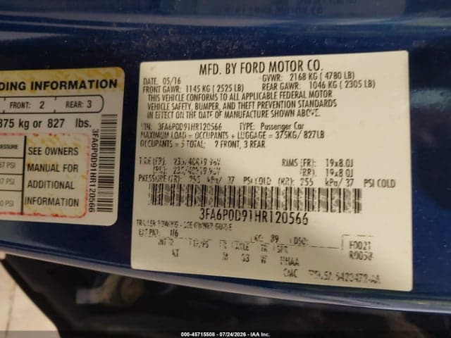 2017 FORD FUSION TITANIUM 9