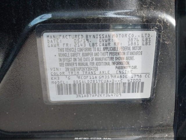 2019 NISSAN SENTRA SV 9