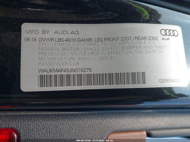 2018 AUDI A4 2.0T ULTRA PREMIUM 9