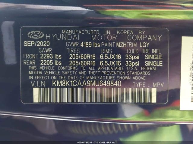 2021 HYUNDAI KONA SE 9