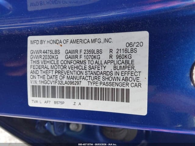 2020 HONDA ACCORD SPORT 9