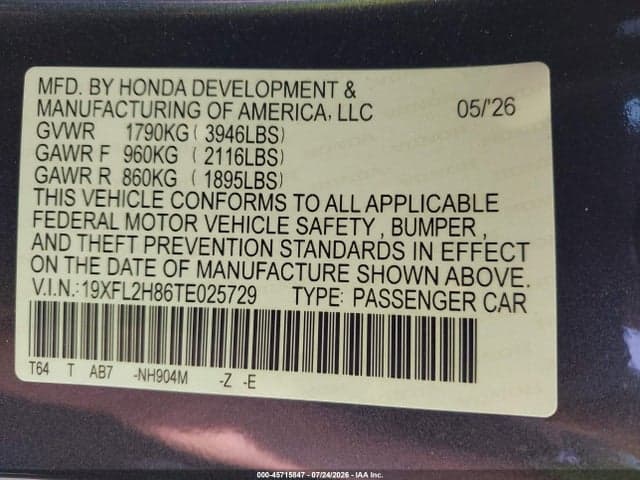2026 HONDA CIVIC SPORT 9