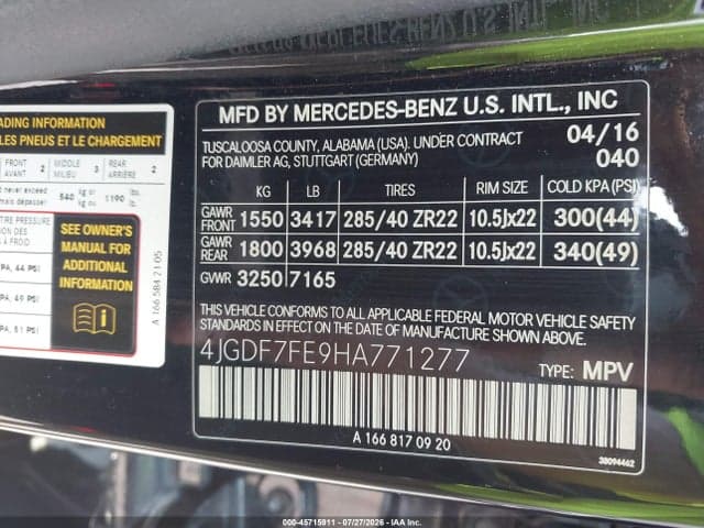 2017 MERCEDES-BENZ AMG GLS 63 4MATIC 9