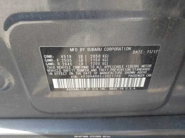2018 SUBARU LEGACY 2.5I SPORT 9