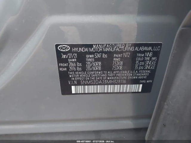 2021 HYUNDAI SANTA FE SEL 9