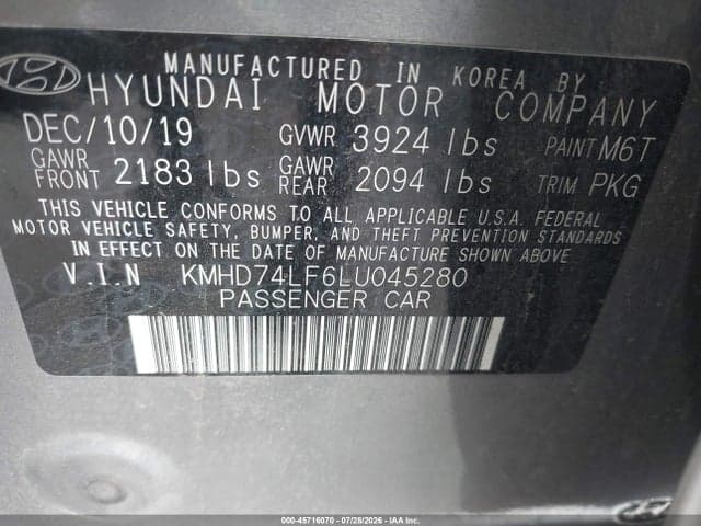 2020 HYUNDAI ELANTRA SE 9