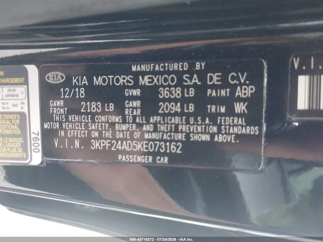 2019 KIA FORTE FE 9